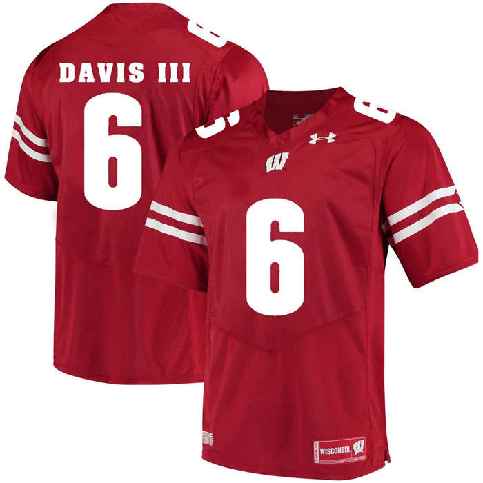 Wisconsin Badgers #6 Danny Davis III Red College Football Jersey DingZhi